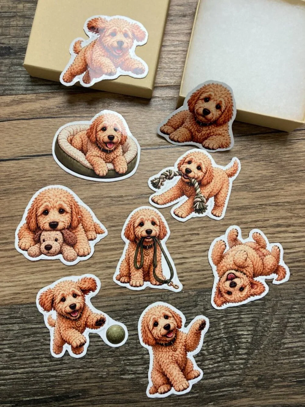 Set of 9 Mini Goldendoodle Dog Magnets Cute Puppy Refrigerator Fridge Decor Gift